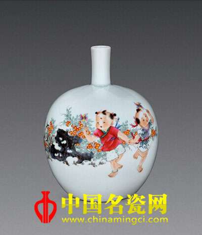 李磊穎“小風(fēng)車”粉彩瓷瓶 