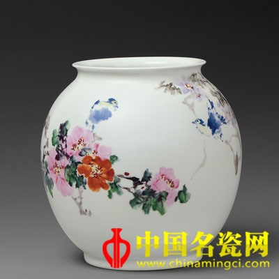 王恩懷 自然生趣　釉上彩瓷瓶