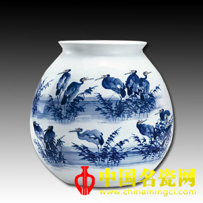 劉升輝 鶴壽圖 青花釉里紅瓷瓶