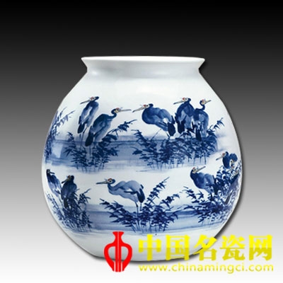 劉升輝 鶴壽圖 青花釉里紅瓷瓶