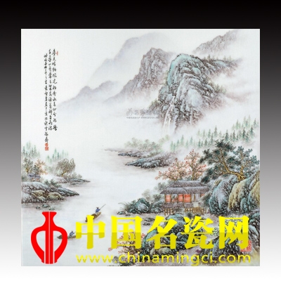 袁智勇?粉彩“秀水青山分外嬌”瓷板