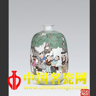 王淑凝 粉彩樂果園瓷瓶