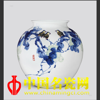 舒立洪 果香園·青花半刀泥瓷瓶