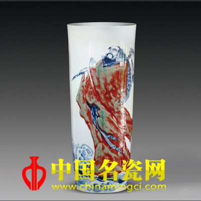 李祥東 一葦渡江 青花釉里紅瓷瓶