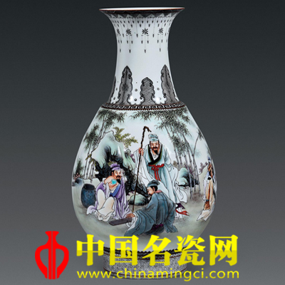 馮祥 竹林七賢?粉彩瓷瓶