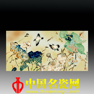 鄭云云 湖心微月至·高溫顏色釉瓷板