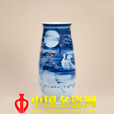 趙中良 明月幾時有青花釉紅瓶 