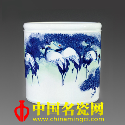 余欣 松鶴延年青花瓶