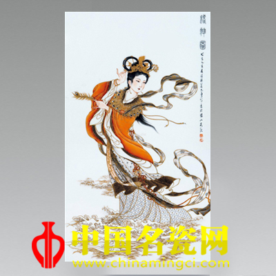  夏忠勇 洛神圖·墨彩描金瓷板
