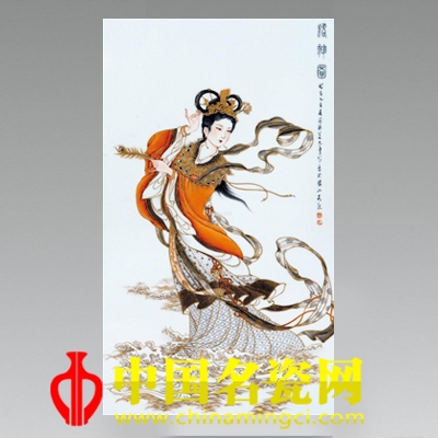  夏忠勇 洛神圖·墨彩描金瓷板