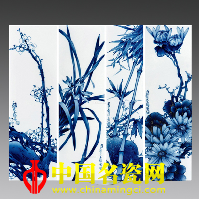 吳志輝 梅蘭竹菊·青花四條屏 