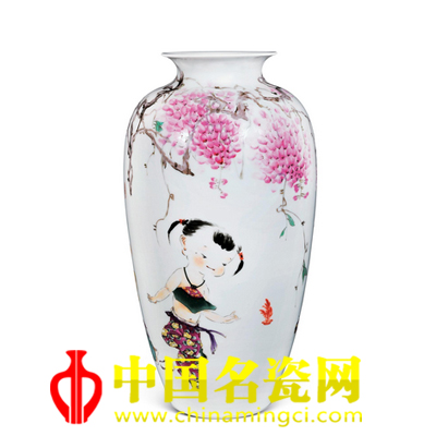 吳蘭芳 紫園樂·粉彩瓷瓶 