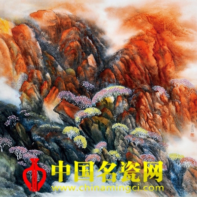 涂志浩 漫山紅遍 新彩瓷板