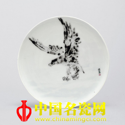 孫同鑫 釉下彩鷹盤