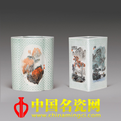 裴足喜·四季山水 釉上彩開(kāi)光文具