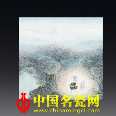 解強(qiáng) 釉上彩《紫氣東來》瓷板
