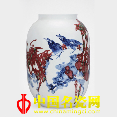 黃楊 青花釉里紅《鴻運(yùn)當(dāng)頭》瓶 