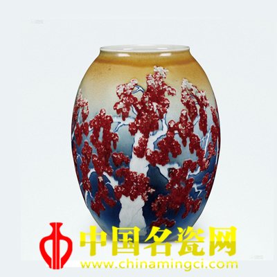 胡景文 高溫顏色釉《紅葉盡染》瓷瓶
