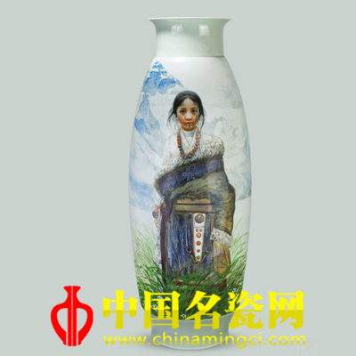 萬(wàn)慶 顏色 《藏女》瓷瓶
