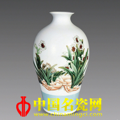 曾亞林 粉彩“凌波仙子”瓷瓶