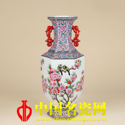 徐亞鳳 粉彩水點(diǎn)桃花、紫藤鑲器