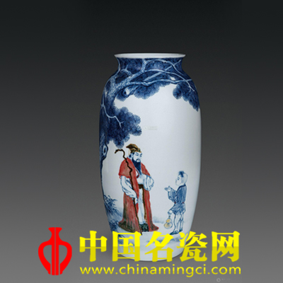 孫燕明 青花色釉“松風問道”瓷瓶