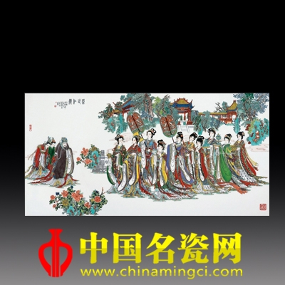 方復 盛世紅顏·古彩瓷板 