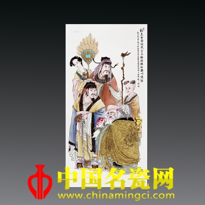 徐進(jìn)·福祿壽 粉彩瓷板