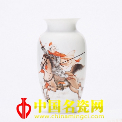 周湘甫 墨彩描金《花木蘭從軍》故事瓶