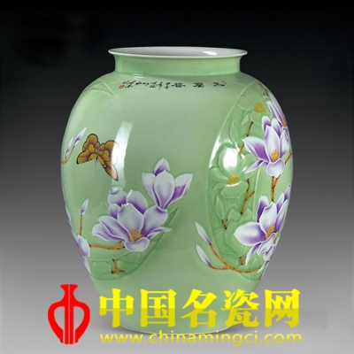侯政 新彩工筆花鳥瓶