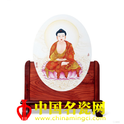 賈玉蘭 釉上彩 釋迦如來圣像 薄胎瓷板
