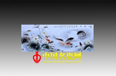 瓷上魚兒戲水忙